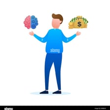 A person considering two alternatives before making a choice