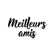 A language-learning illustration showing the French word “ami” for friend.