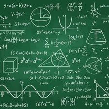 Calculus equations written on a classroom chalkboard.