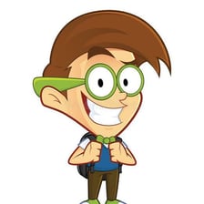A socially awkward-looking person wearing glasses and carrying a backpack.