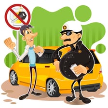 An illustration of a person giving investigators a false alibi.