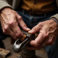 Hands carefully carrying out a precise craft task.