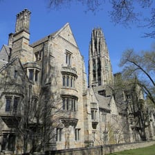 A view of Yale University buildings in New Haven