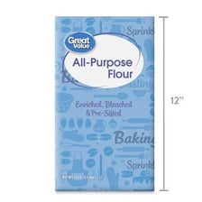 A package of flour labeled all-purpose flour