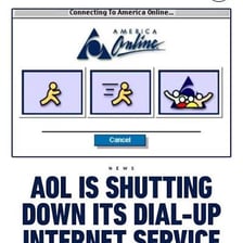 The AOL logo associated with its early dial-up internet service