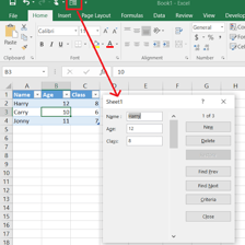 Spreadsheet containing rows and columns of entered data