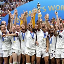 The United States women's national soccer team on a soccer field