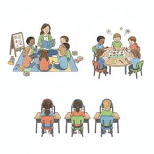 Several people take turns participating in a shared activity.