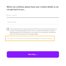 A consent form with an opt-in checkbox