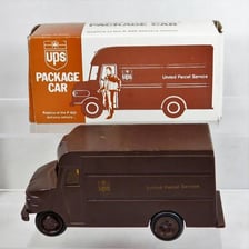 A brown UPS delivery truck