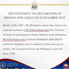 A diplomatic document declaring someone persona non grata.