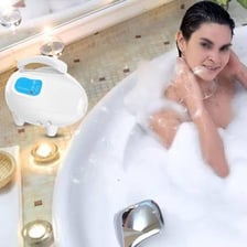 A bathtub filled with bubble-bath foam
