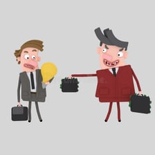 A person being drawn toward an appealing offer.