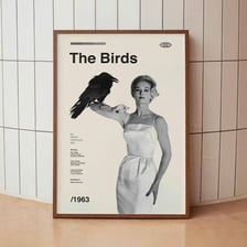 A promotional poster for Alfred Hitchcock’s film The Birds.