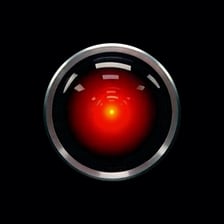 HAL 9000’s glowing red camera eye from “2001: A Space Odyssey.”