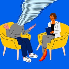 A listener reacting uncomfortably to someone oversharing.