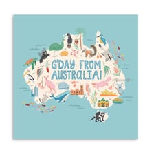 Two people greeting each other in an Australian setting