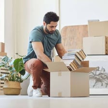 Moving boxes representing relocation to a new place