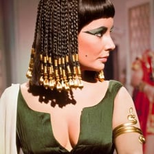 Elizabeth Taylor portraying Cleopatra in the 1963 film.