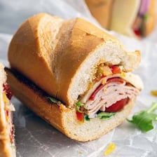 A long Italian-style sandwich commonly called a hoagie or grinder.