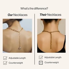 A necklace clasp positioned at the back of a person's neck.