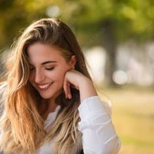A shy person looking away from the camera.