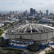 The St. Petersburg, Florida skyline near Tropicana Field