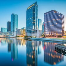 The skyline of Tampa, Florida, along the waterfront.