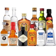Bottles of assorted distilled alcoholic beverages