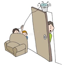 A playful practical joke illustrating the idea of fooling someone.
