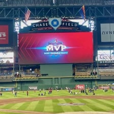 A baseball scoreboard displaying the Arizona Diamondbacks.