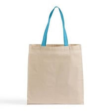 A simple canvas tote bag with two handles.