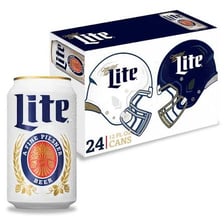 Miller Lite beer cans displaying the brand name.