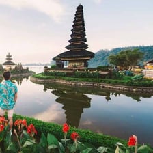 A Balinese temple overlooking rice terraces