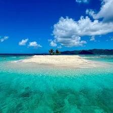 A small uninhabited island surrounded by water