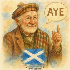 Scottish cultural scene representing the word “nae”