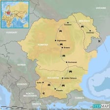 A map showing Moldova next to Romania.