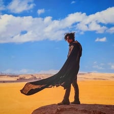 A vast desert landscape resembling the planet Arrakis in the Dune films.