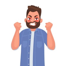 A visibly angry and frustrated person