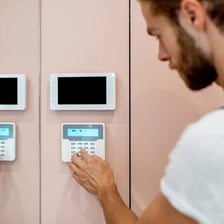 A security alarm activating after being triggered