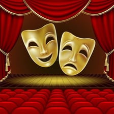 A short dramatic scene being performed on a small stage.