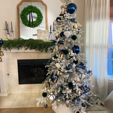 Fir trees decorated for Christmas.