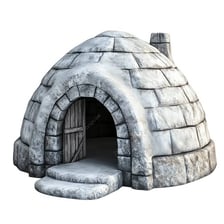 A dome-shaped igloo constructed from blocks of snow.