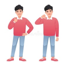 A person expressing disapproval during a conversation