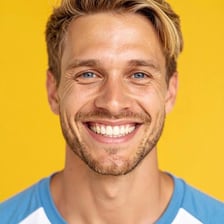A person smiling with visible happiness.