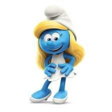 Several small blue Smurfs cartoon characters.
