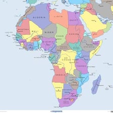 A political map showing the countries of Africa.
