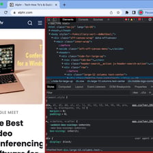 HTML source code alongside the webpage it produces.