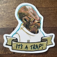 Admiral Ackbar delivering the famous “It’s a trap!” warning.