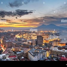 Naples, Italy, with Mount Vesuvius in the background